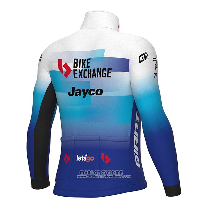 2022 Maillot Cyclisme Bike Exchange Bleu Blanc Manches Longues et Cuissard